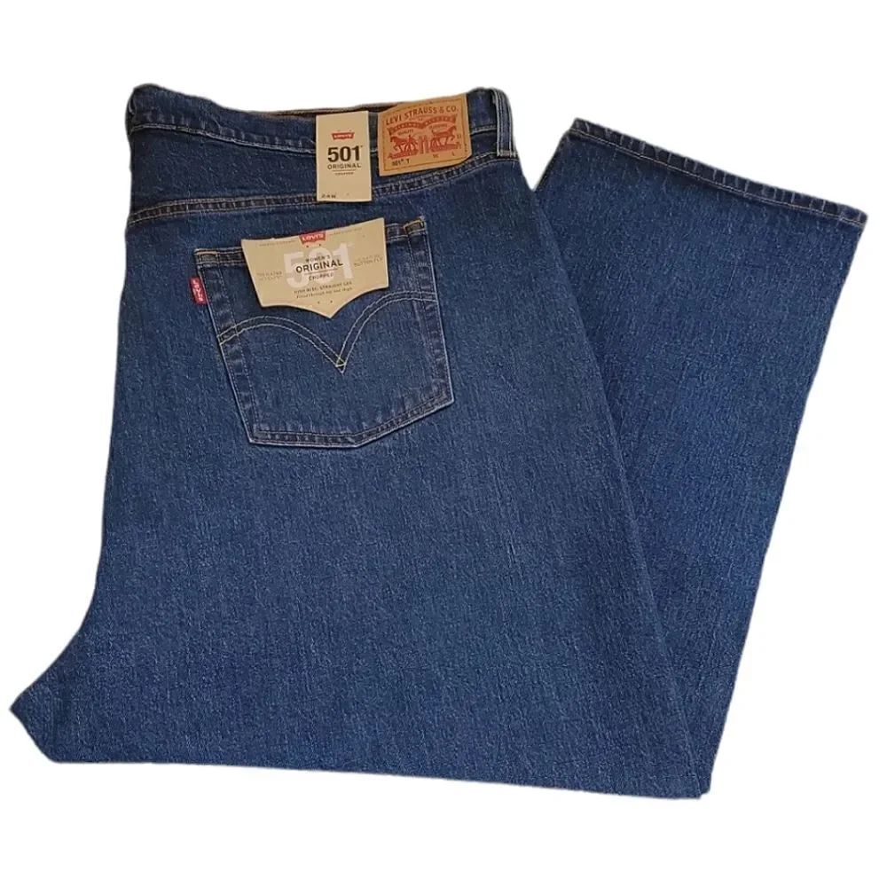 Levi's Original 501 High Rise Straight Leg Cropped Plus Size Denim Blue Jeans